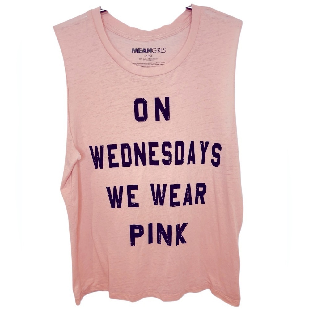 MEAN GIRLS “On Wednesdays We Wear Pink” Pink Sleeveless Top, Size Large